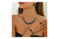 4pcs LXALRY Women' Black & Beaded Jewelry Set - Modern Minimalist Light Luxury Necklace, Earrings, Ring & Bracelet